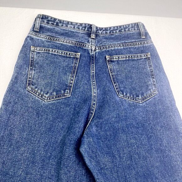 Pretty Little Thing 8/4Mom Jeans Womens High Rise Loose Straight Dark Wash Denim - Picture 5 of 16